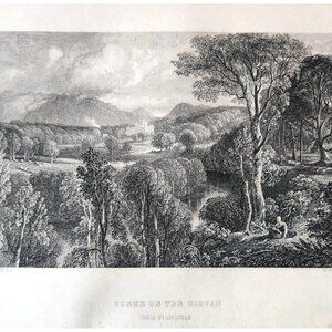 1844 Girvan River Blairquhan Engraving Victorian Scotland Landscape DWSS21